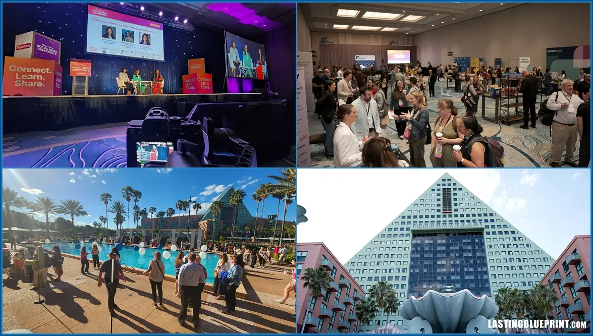 Collage of professional conference events and networking