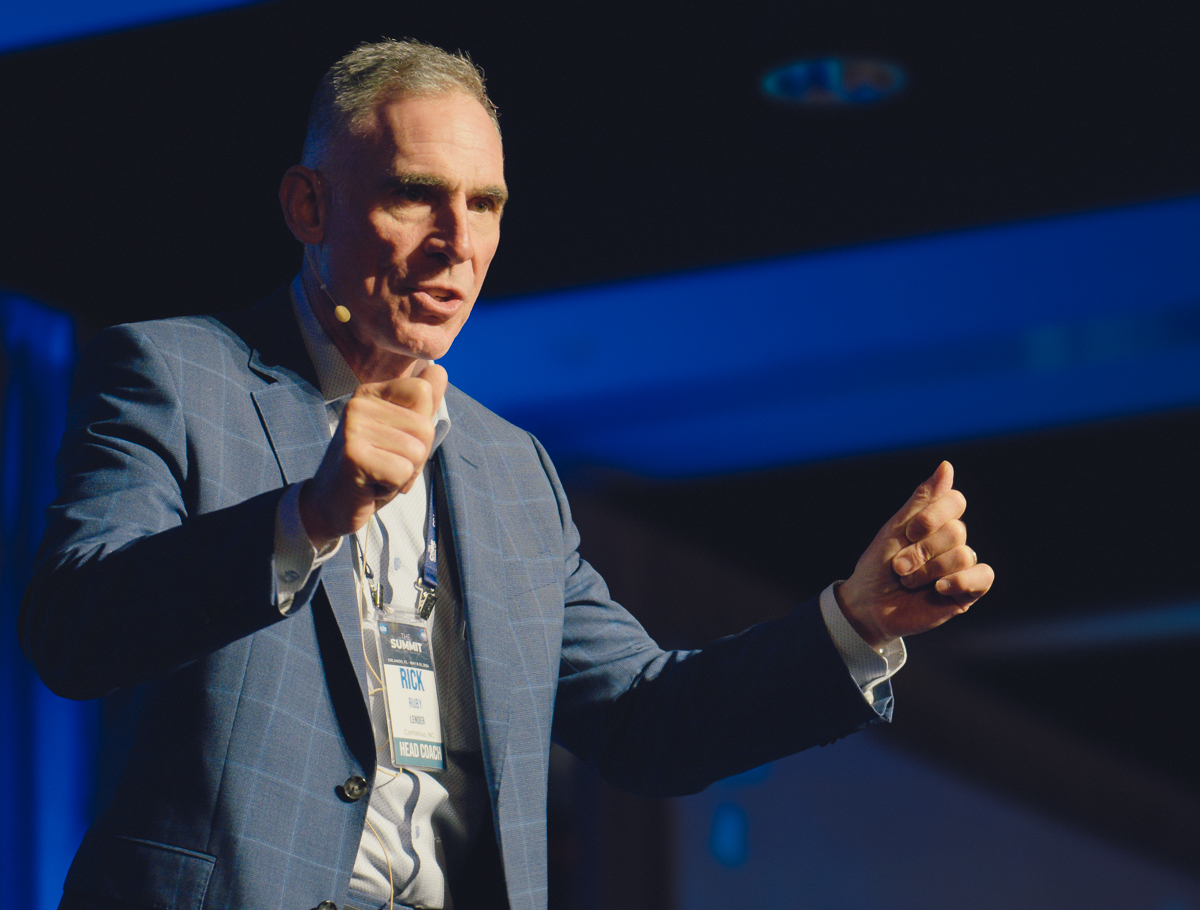 Businessman giving a speech at a conference