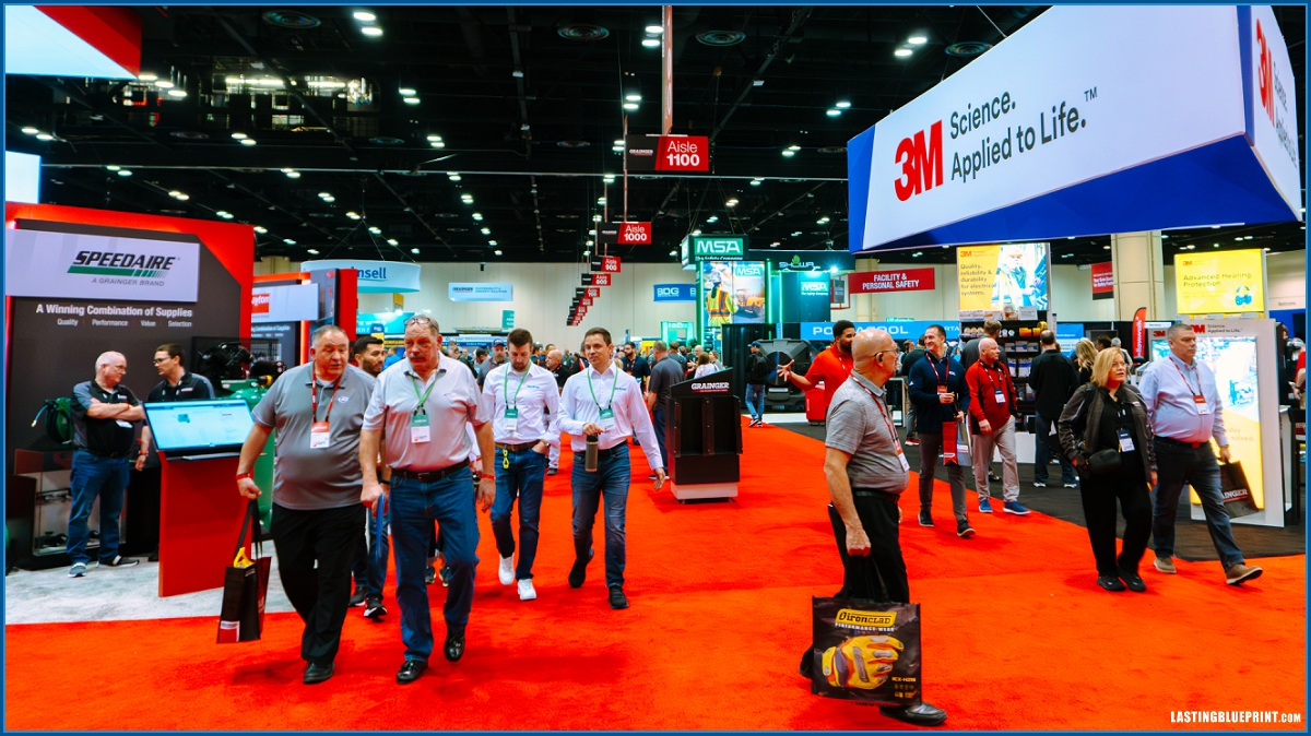 Grainger trade show at the orange county convention center features company booths and attendees, with an orlando video production company capturing the action.