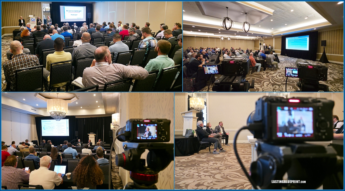 Collage of cxenergy 2025 session coverage, including filmed panel discussions, audience views, and behind-the-scenes camera setups.