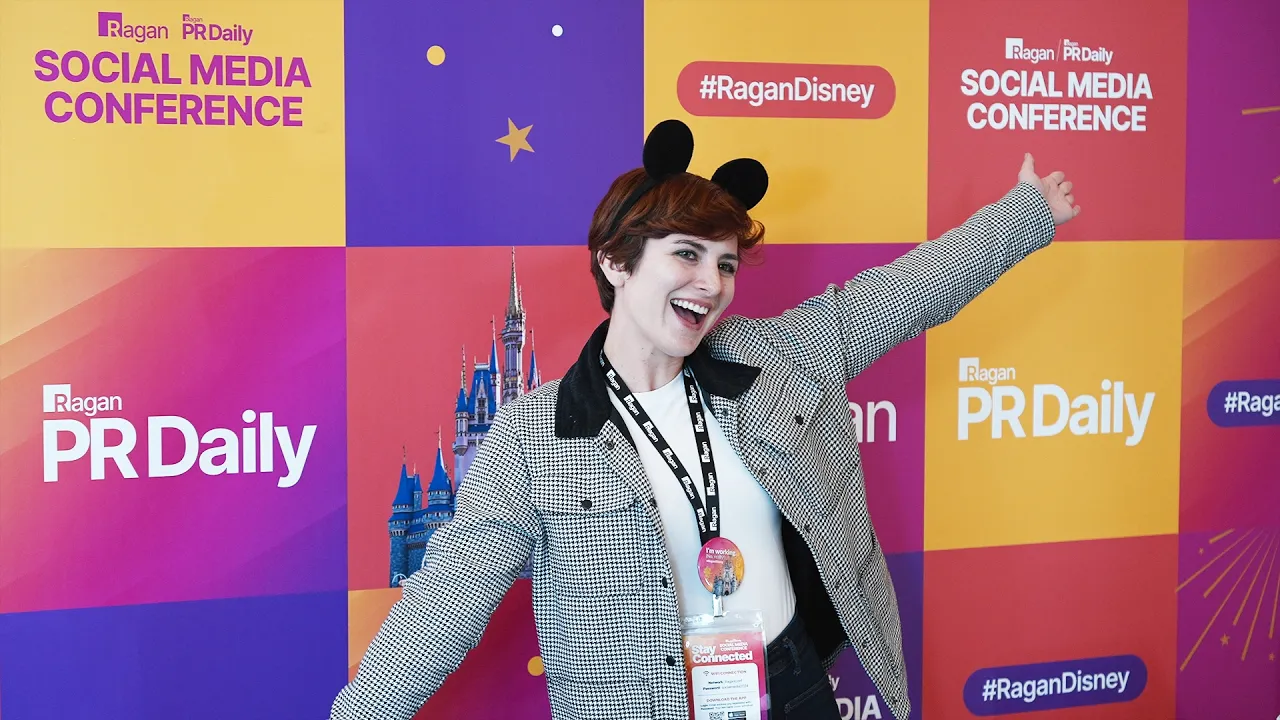 Conference attendee posing during event video production at walt disney world swan and dolphin resort