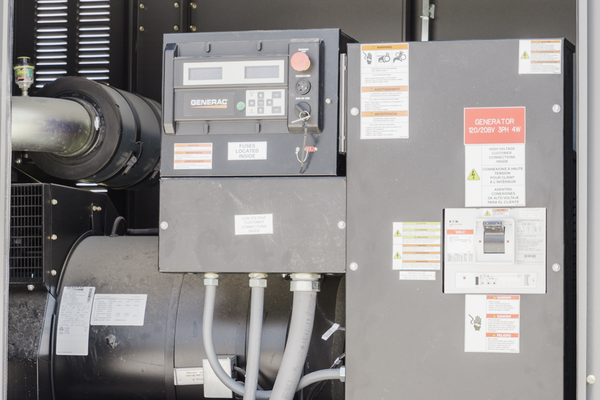Close-up of standby generator controls recorded during owner training at the mount dora public works facility.
