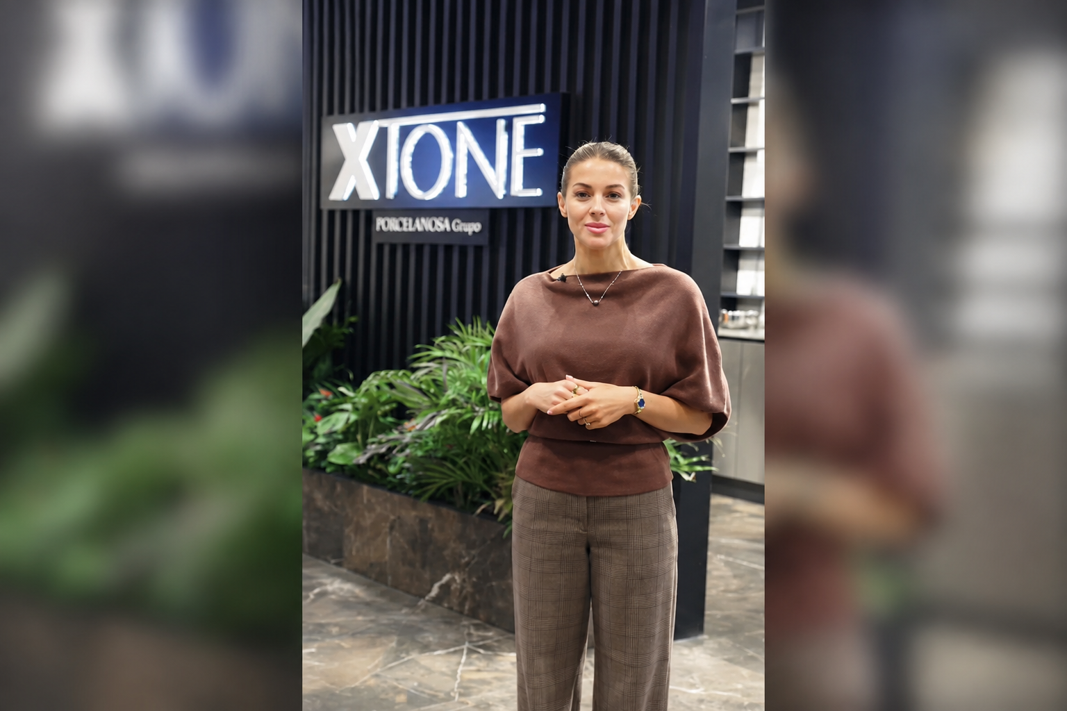 Vertical social media video clip from the xtone porcelanosa booth at kbis at the orange county convention center