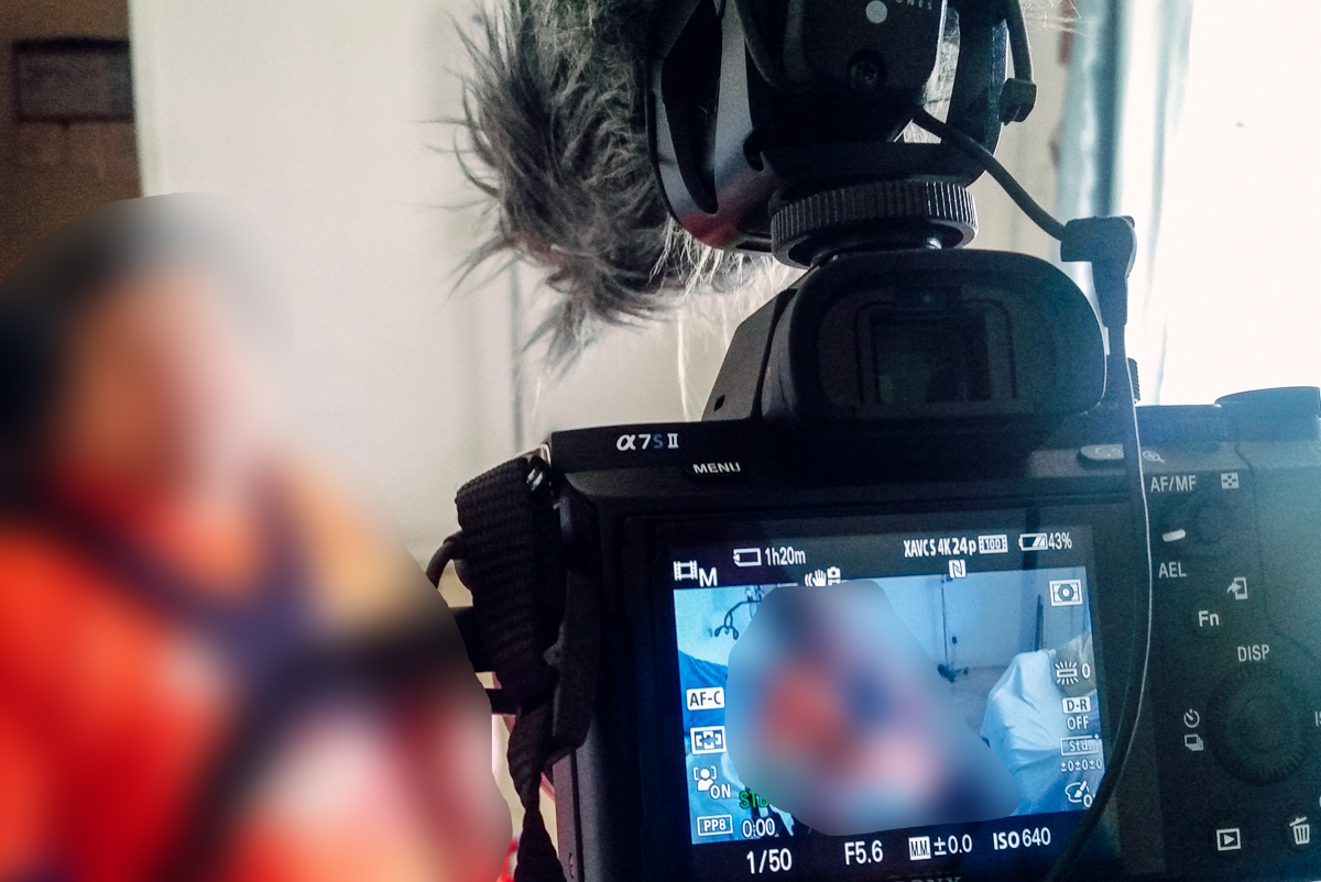 Camera setup during a day-in-the-life legal video assignment.